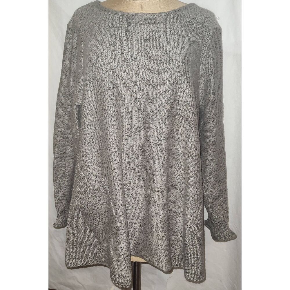 Habitat Clothes to Live In Boxy Knit Cotton Sweater Womens Large Brown Black Lag